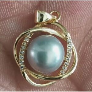 Genuine 11-12mm silver South sea pearls gold plated pendant